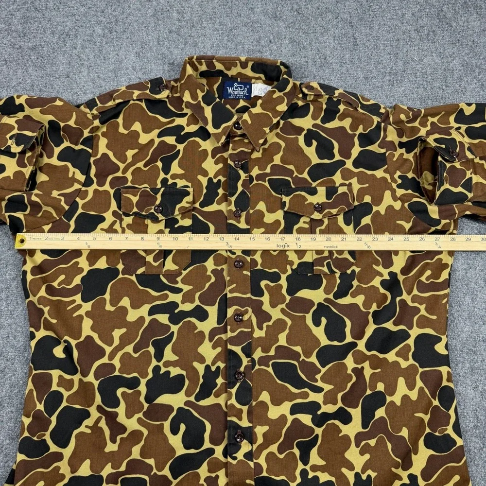 Vintage 80s Woolrich Mens XXL Duck Camo Utility Shirt Made in USA Button Down